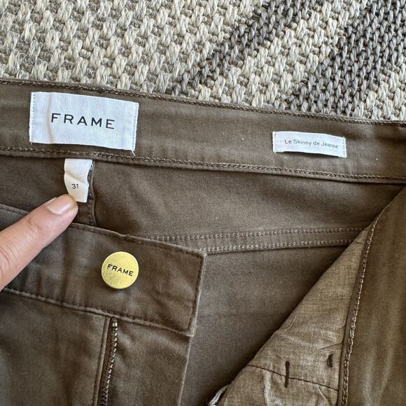 FRAME Le Skinny Jeans Womens 31 brown Coated Cotton High Rise Resin Grip - Picture 3 of 11